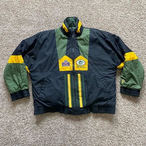 Vintage Reversible Green Bay Packers Pro Player NFL Jacket Puffer Coat Men's XL